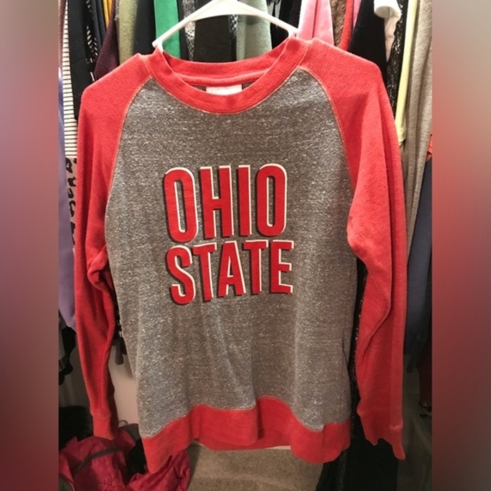 J. America Women's Red and Gray Ohio State Sweater